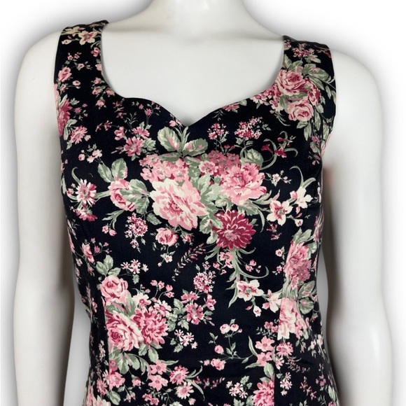 NWOT LAURA ASHLEY True 90s Vintage Floral Sheath Mini Dress Cottagecore Prairie - Picture 4 of 15